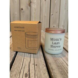 HOMsolver "Moms Last Nerve" Classic Scented Candle With Frosted Glass Jar & Copp